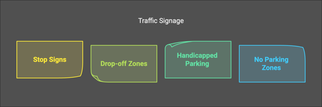 Traffic Sinage for School Parking Lot